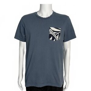 Original Penguin Mens Slate Blue Pocket T Shirt Tropical Print Size Large